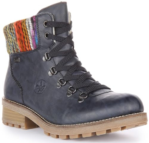 Rieker Damenschuhe Schnürstiefel Blau Freizeit, Schuhgröße:39 EU