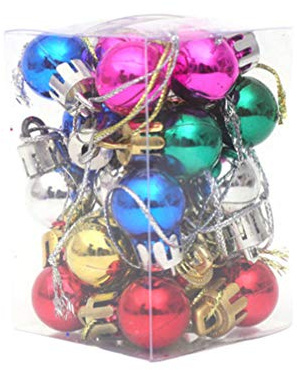 Sewroro 24 Stücke Mini Weihnachtskugeln Weihnachtsbaumkugeln Ornamente Bunte Kugel Hängende Anhänger für Weihnachtsbäume Hochzeit Party Urlaub Dekorationen 2 cm (Mischfarbe)