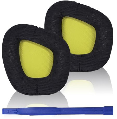 Void PRO Ohrpolster Reparaturteil für Corsair Void, Void Pro, Void Pro RGB, Void Pro RGB SE, Void Elite, Void Elite RGB-Kopfhörer, Ersatz-Ohrpolster, atmungsaktive Netz-Ohrpolster (schwarz + gelb)