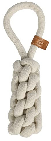 D&D Home, Kurt Kegel geflochten XS – 22 cm – Ø 10 mm beige, natürliche und strapazierfähige Materialien, schöne Verarbeitung aus Leder, modische Farbe und Form, hält Zähne und Zahnfleisch gesund