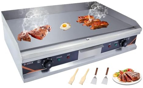DULNICE Plancha Electrica Profesional de Acero Inoxidable 73 x 40 cm Plancha Cocina Electrica 4400W, Temperatura Ajustable 50-300 °C con Bandeja Recoge Grasa, Antisalpicaduras, Fácil de Limpiar