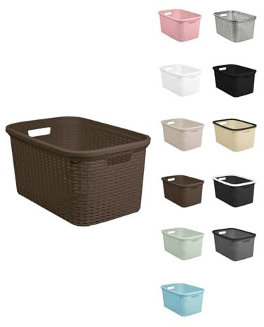 JARDIN202 - Cesta para la Colada 25 x 53 x 36 cm - Cesto ropa sucia – Cesta Rectangular con Asas diseño Mimbre | Marrón