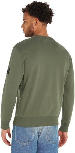 Calvin Klein Herren Badge Crew Neck J30j323426 Sweatshirts, Grün (Thyme), XS