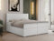 MKS MEBLE Boxspringbett 180x200 mit Bettkästen, Bett 180x200 mit Matratze und Topper, Polsterbett 180x200 mit Bettkasten und Matratze - PERA - Weiß Kunstleder - H3