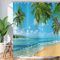 ASDCXZ Rideau de Douche Palmiers Plage 90x180 cm, été Bord de mer Plage de Sable Bleu Ciel Plantes Tropicales Lavables Textile Rideau Douche imperméable pour Baignoire avec 6 Crochets