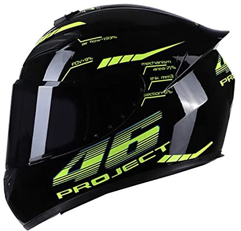 Motociclo Leggero Casco Integrale DOT/ECE Approvato Moto Ciclomotore Street Bike Racing Moto Casco con Visiera Oscurata Drop Down Sun Shield per Adulti Uomini Donne,46,S