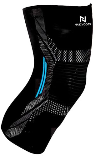 NativoDex Ginocchiera Stabilizzante di Supporto per Menisco e Legamenti - Tutore Ginocchio Antiscivolo di Compressione per Uomo e Donna - Ginocchiere Palestra