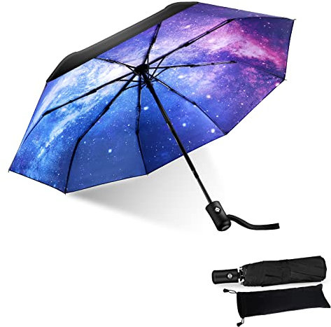 JIGUOOR Regenschirm, kompakte starke winddichte automatische Regenschirme, faltende leichte, tragbare Reise UV Golf Regenschirm