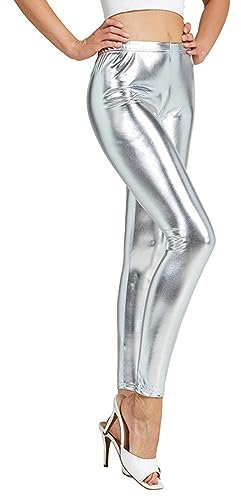 Glänzende Damen-Leggings, hoch taillierte Stretch-Leggings, Wet-Look-Metallic-Disco-Hosen, Tanz-Yoga-Hosen, Strumpfhosen, Lounge-Röhrenhosen, dehnbare Slim-Fit-Hosen für Tanzbekleidung, Nachtclub