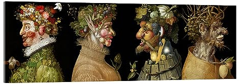 Posterlounge Die vier Jahreszeiten Acrylglasbild | 90 x 30 cm von Giuseppe Arcimboldo Schwarz Wandbilder Wanddeko