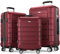 SHOWKOO Set di Valigie Rigide 2 Pezzi Espandibile ABS+PC Leggero Ultra Durevole Valigia Trolley da Viaggio con Chiusura TSA e 4 Ruote Doppie (M-XL, Rosso)