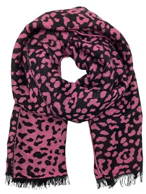 Leslii Damen-Schal Leo-Look Animal-Print langer Schal weich Muster-Schal Italien (pink-schwarz)