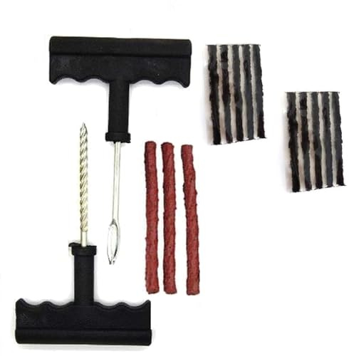 KMSTARS Kit de réparation Tubeless Crevaison Meche Pneu Voiture Moto Outils+13 Mèches expédié Rapide modèle aléatoire