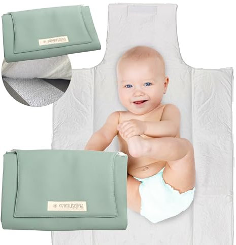 Mimuselina Wickelunterlage Unterwegs für Babys aus Kunstleder | Leichte und Wasserfeste | Faltbar mit praktischem Verschluss