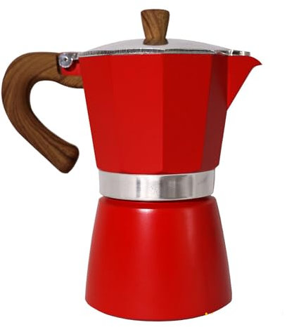 KRISEN-PROVIANT Karlspace Premium-Espressokocher Kaffee Aluminium für 6 Tassen - in verschiedenen Farben - Herdplatte, Espressokocher, Italienischen Kaffee, Moka-Kanne Kaffeebereiter Aluminium (Rot)