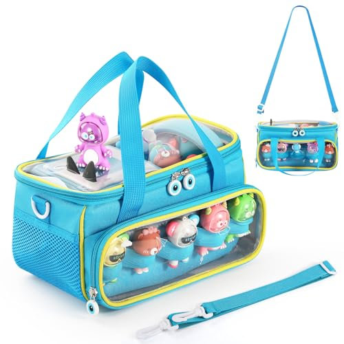 OUKNAK Carrying Case for Toniebox, Storage Carrier Bag for Tonie Characters with Shoulder Strap and Handle, Home Outdoor Hand Bag for Tonies Audio Player and Dolls (Blue)