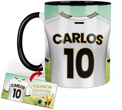 Kembilove Taza Personalizada Fútbol | Tazas de Desayuno Fútbol | Regalo Original Valencia | Fútbol para Niños | Día del Padre | Tazas personalizadas