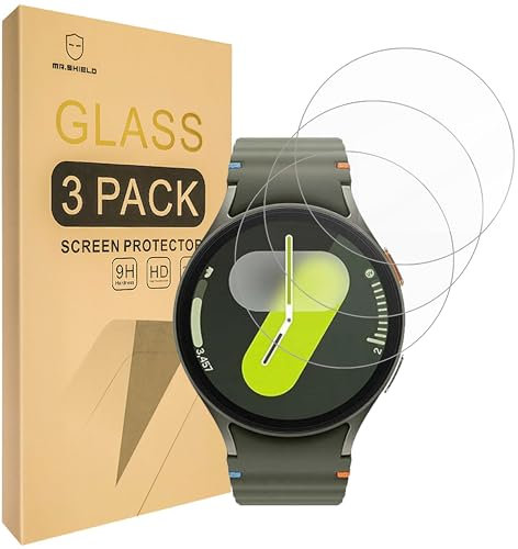 Mr.Shield Verre Trempé compatible avec Samsung Galaxy Watch 7, 6, 5, 4 (44mm) [Lot de 3] Film Protecteur d'écran Vitre Protecteur 9H Dureté