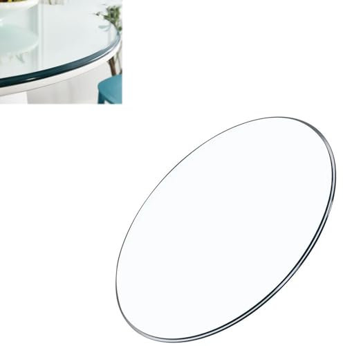 BVDHASDBT Plateau de table rond en verre trempé rond de 50 à 80 à 100 cm, bords polis biseautés, verre circulaire rond de qualité supérieure, forte capacité de charge (55 cm)