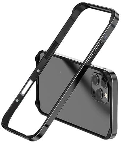 LINPING Aluminium-Metall-Stoßrahmen-Hartschale für iPhone 16 pro, schlanke Panzerung mit weicher Innenseite, erhöhtem Kantenschutz (Schwarz, for 6.3'iPhone 16 pro)
