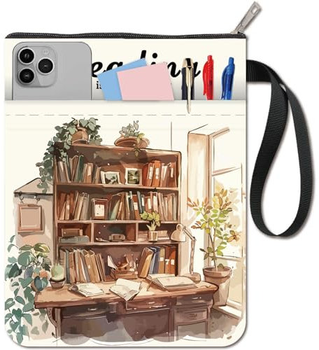 CRASPIRE Fundas para Libros de Escritorio Funda Protectora para Libros de Bolsillo Funda de Tela Lavable con Cremallera Y Bolsillo Adicional para Amantes de los Libros Regalos para Compañeros de Clase