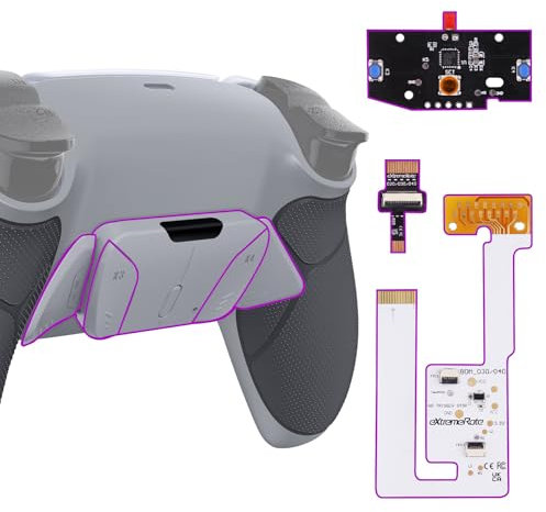 eXtremeRate Konfigurierbar RISE4 V3 Remap Kit für ps5 Controller BDM-030/040/050 Modell, Upgrade Board & Gummiert Griff Rücken Gehäuse Case & Rücktasten Back Paddles Set für ps5-Quarzgrau&Klassik Grau