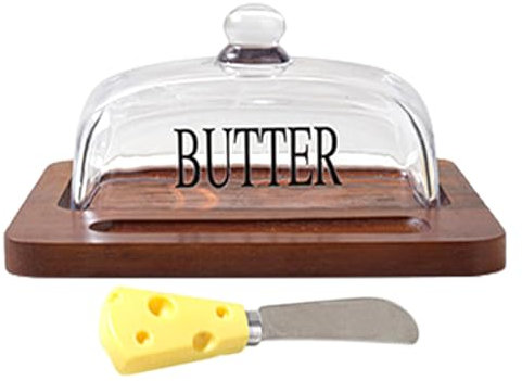 Syayw Beurrier Avec Couvercle,beurrier Avec Couvercle Pour Comptoir,Porte-beurre Couvert Pour Beurrier - Dôme En Verre Citron, Assiette À Gâteau Avec Couvercle, Beurriers Pour Gâteaux, Desserts