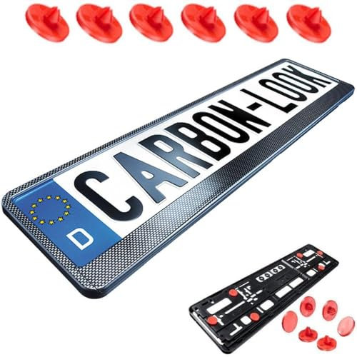 2X Carbon Kennzeichenhalter Nummernschildhalter Kennzeichenhalterung mit Vibrations- und Lackschutz Gummidämpfer NEU