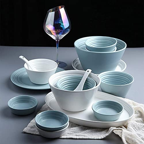 ABNNHK Stilvolle Essteller, Keramik-Geschirrsets, 56-teiliges Porzellan-Geschirr-Kombinationsset der Nordic Style-Serie | Teller- und Müslischalen-Sets für Hochzeitsgeschenke und Familien