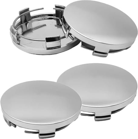 4 Stück Radkappen, Felgenkappen, Nabendeckel OD 60mm ID 56mm, Radnabendeckel, Radnabenkappen, Nabendeckel, Nabenabdeckung, Radnabenabdeckung, Universal ABS Silber Nabenkappen, Auto Zubehör(Silber)