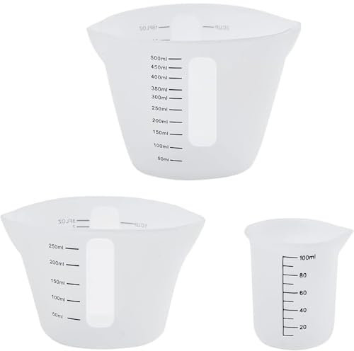 Measuring Cups, Reusable Non-Stick Silicone Mixing Pouring Cups for Epoxy Resin, Jewelry Making(3PACK)
