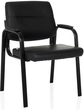 hjh OFFICE Besucherstuhl gepolstert ADVIE V Konferenzstuhl mit 4-Fuß-Gestell, Kunstleder Stuhl mit Armlehnen, Schwarz