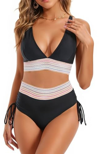 Bikini Taille Haute pour Femme, Maillot de Bain 2 pièces pour Femme, contrôle du Ventre, Maillot de Bain d'été, Plage