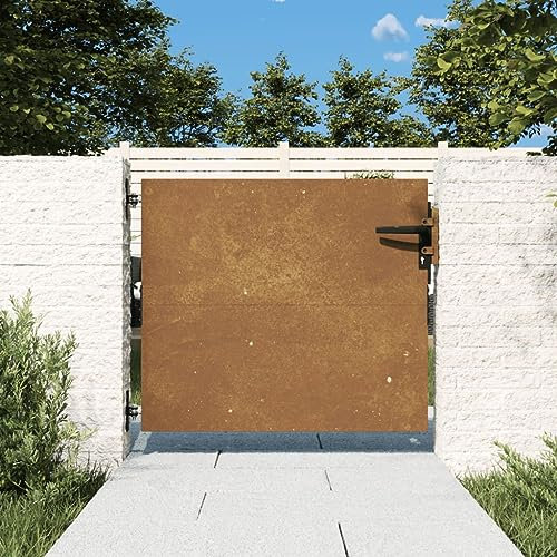 Homgoday Portal de Jardín de Acero Corten con Sistema de Cerradura - Diseño Elegante y Resistente