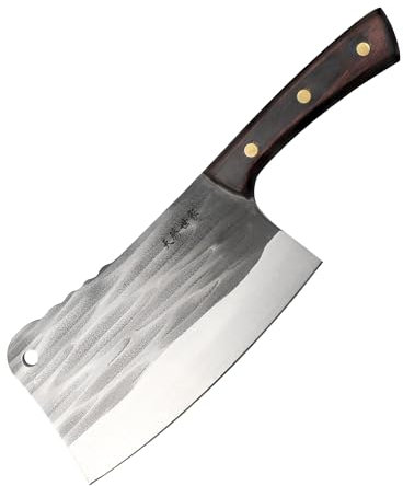 TJ POP Mannaia Coltello da Chef Cinese, Coltello da Cucina Professionale, Coltello per Carne Affilato con Design Full Tang, Lama in Acciaio 50Cr15 Spessore 3.5mm, TJ SEGA Serie TC16081