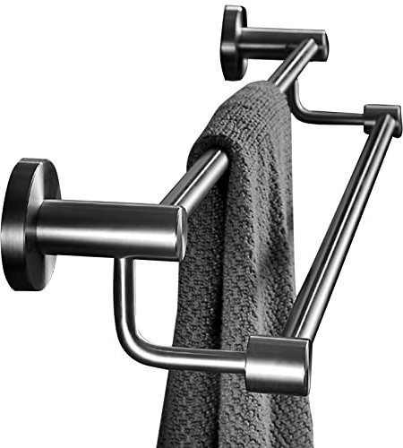 YHJZSM Barre Porte-Serviettes Double en Acier Inoxydable, 30 cm, 40 cm, 50 cm, pour Salle de Bain, Douche et Cuisine, Porte-Serviettes, Finition brossée, Montage Mural (Taille : 40 cm)