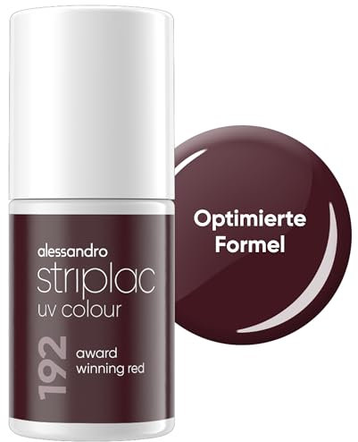 alessandro Striplac UV-Nagellack Award Winning Red - Deckend & Kratzfest bis zu 15 Tage - Leichtes Auftragen - Schonende Abziehtechnologie - Vegan - Rot, 6,5ml