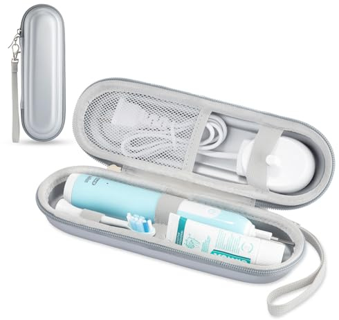 TYSORETY Zahnbürsten-Reiseetui für Oral-B/Oral-B Pro/Phlips Sonicare elektrische Zahnbürste, tragbares Hartschalen Reisetasche (Silber)