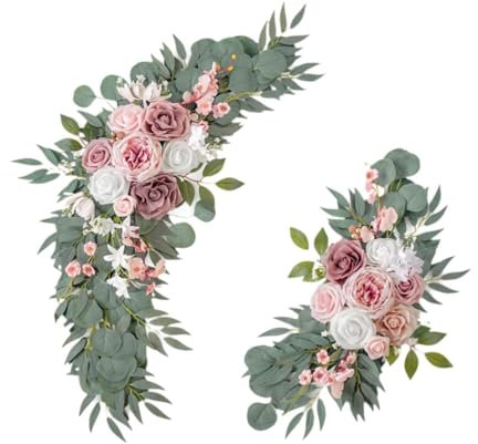 2 festoni di fiori artificiali, decorazione rustica per matrimoni per archi e fondali
