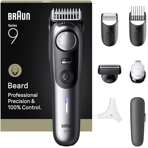 Braun - Professional Beard Trimmer 9, BT 9520 for Men with 7 Hairdressing Tools, Performance and Lifetime Sharp ProBlade Blade, 180 Minutes Battery Life, with Discoloration, 52