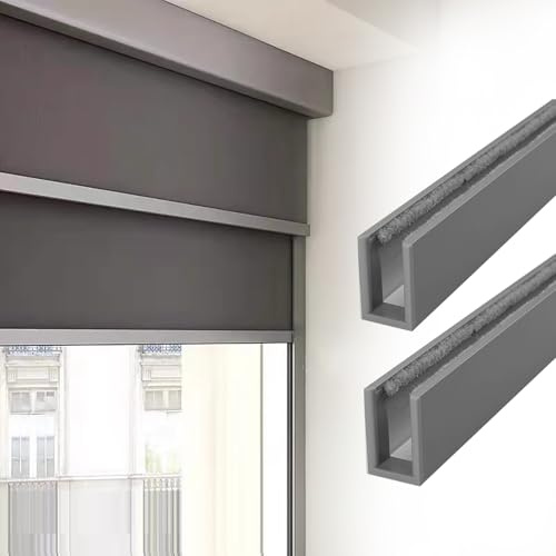 Gray Light Blocking Strips for Window Shades - 4 Pack 68in Blackout Curtains Side Tracks Soundproofing Light Blockers for Blinds & Gap Grooves