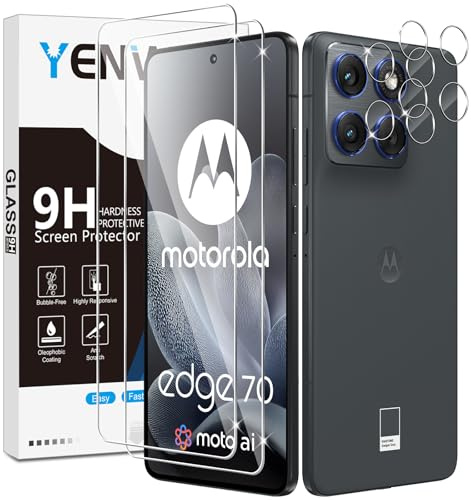 Yenwen Schutzfolie für Motorola Moto Edge 70 für Panzerglas, 2 Stück Displayschutz mit 2 Stück Kameraschutz, 9H Härte Schutzglas Handy Folie HD Klar Panzer Schutz Glas