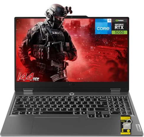 Lenovo LOQ Gaming Laptop 15.6 FHD IPS 144Hz (100% sRGB, G-SYNC) Intel 10-core i5-13450HX 16GB RAM 512GB SSD GeForce RTX 5050 DLSS4 (440 AI Tops) Backlit Nahimic 5MP Privacy Camera Win11 ICP Acc