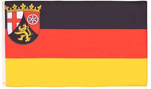 AZ FLAG - Flagge Rheinland-Pfalz - 90x60 cm - Rheinland-Pfalz Fahne 100% Polyester mit Messing-Ösen - 50g