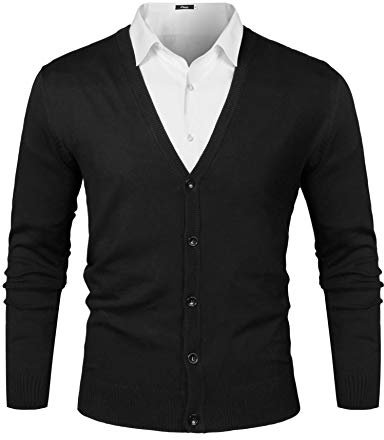 iClosam Cardigan in Cotone Uomo Collo A V Casual Maglioni Manica Lunga Maglieria Maglione Coat