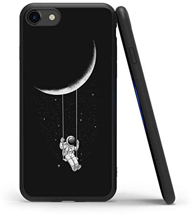 Yoedge Coque iPhone SE 2022/SE 2020 Antichoc Coque Noir Silicone TPU avec Motifs Motif Ultra Slim Protective Bumper Case pour Apple iPhone 7 / iPhone 8 / iPhone SE 2020 Smartphone, Astronaute