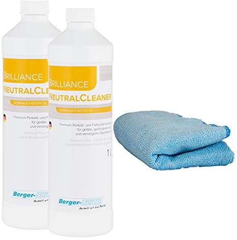 2x 1 Liter Berger-Seidle Classic Neutral Cleaner, Reinigungsmittel für geölte, gewachste und versiegelte Holzböden + Premium-Pflegetuch