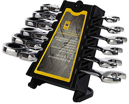 Ratschenschlüssel Set 6 tlg Doppelkopf Ratschenringschlüssel Knarrenschlüssel Maulschlüssel Ringschlüssel Ringmaulschlüssel Fexible Gelenk 8-17mm