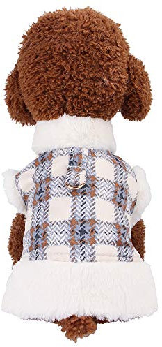 Dreamls Haustierkleidung, weiche Plüschjacke, Winterpelz, Karomuster, Dickes Kostüm für Welpen, kleine und mittelgroße Hunde