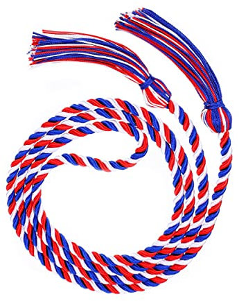 HEPNA Cordoncino d'onore fatto a mano per la laurea, blu reale/rosso/bianco, 1 pezzo, 172 cm